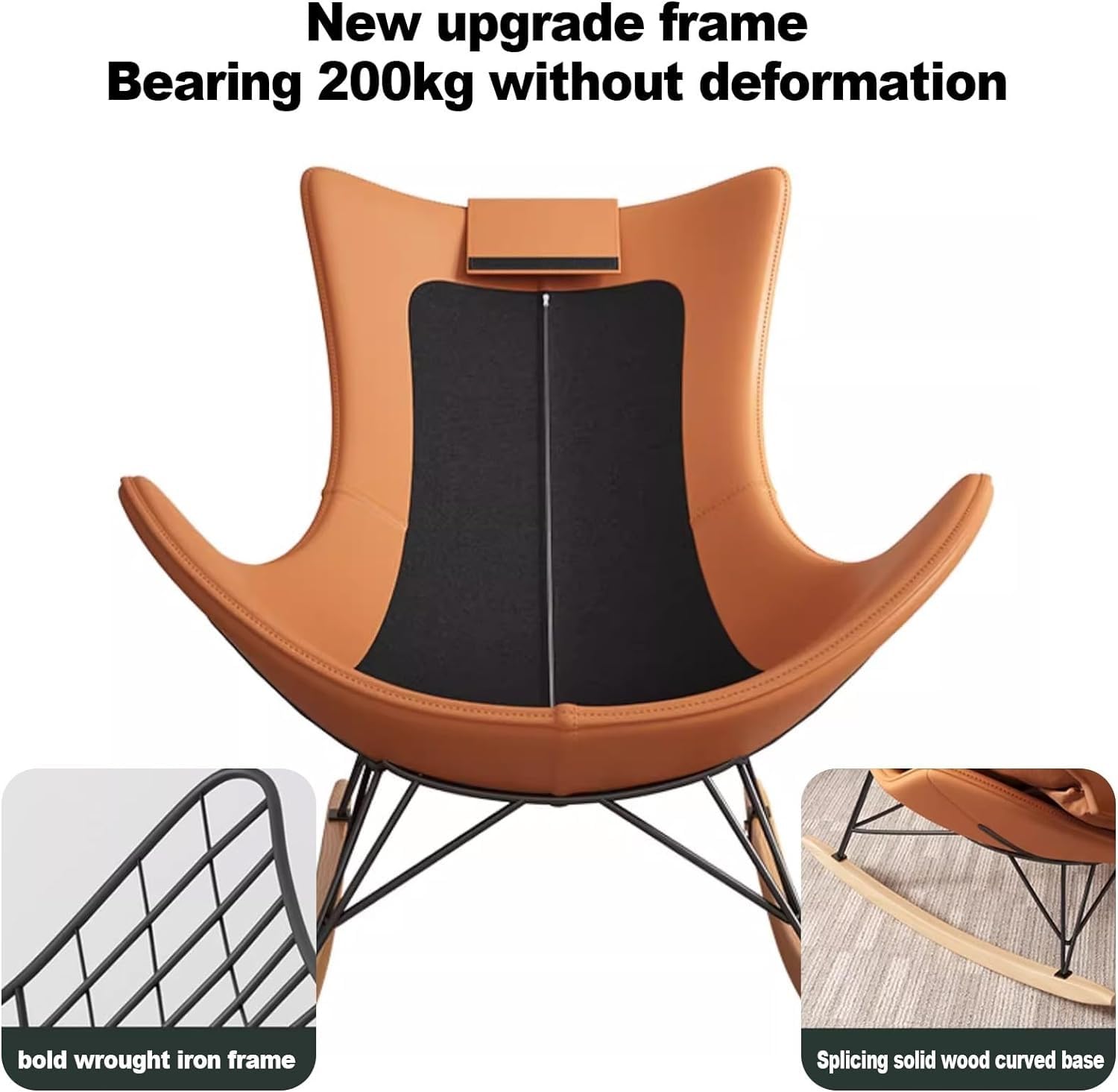 Generico Poltrona a Dondolo ergonomica Blu Imbottita per Camera da Letto e Salotto Esterno - Design a gravità Zero per Campeggio e Relax sul Balcone, Comfort Moderno