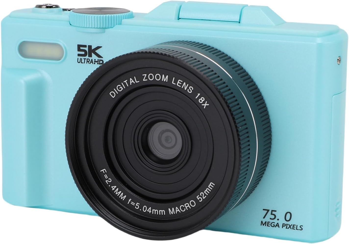 Denash 5K Digital Camera, 75MP HD Autofocus 18X Digital Zoom WiFi Mirrorless Camera with 3 Inch Flip Screen, for Travel Photography