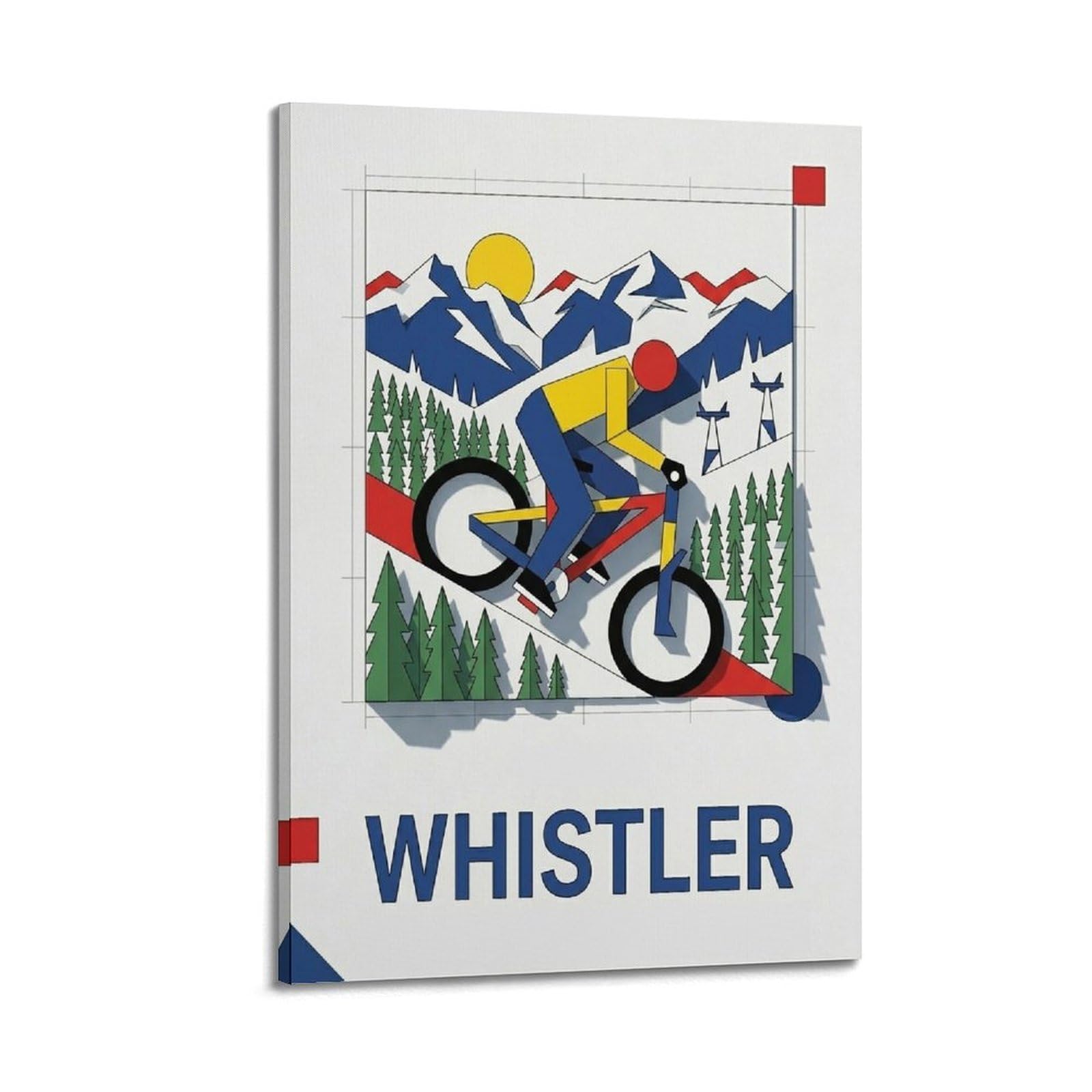 XKUGA Whistler World-Class Downhill Biking Art Poster Modern Decorative Canvas Prints - Ideal Wall Art for Family, Man Cave, Game Room, Boys & Girls Bedroom 12x18inch(30x45cm)