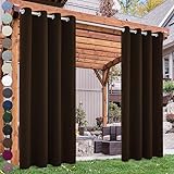 Premium Indoor & Outdoor Blackout Curtain, Waterproof Sun Blocking Privacy Curtain for Bedroom, Patio, Cabana, Gazebo, Front Porch, Pergola, 1 Panel, W52 xH120, Brown