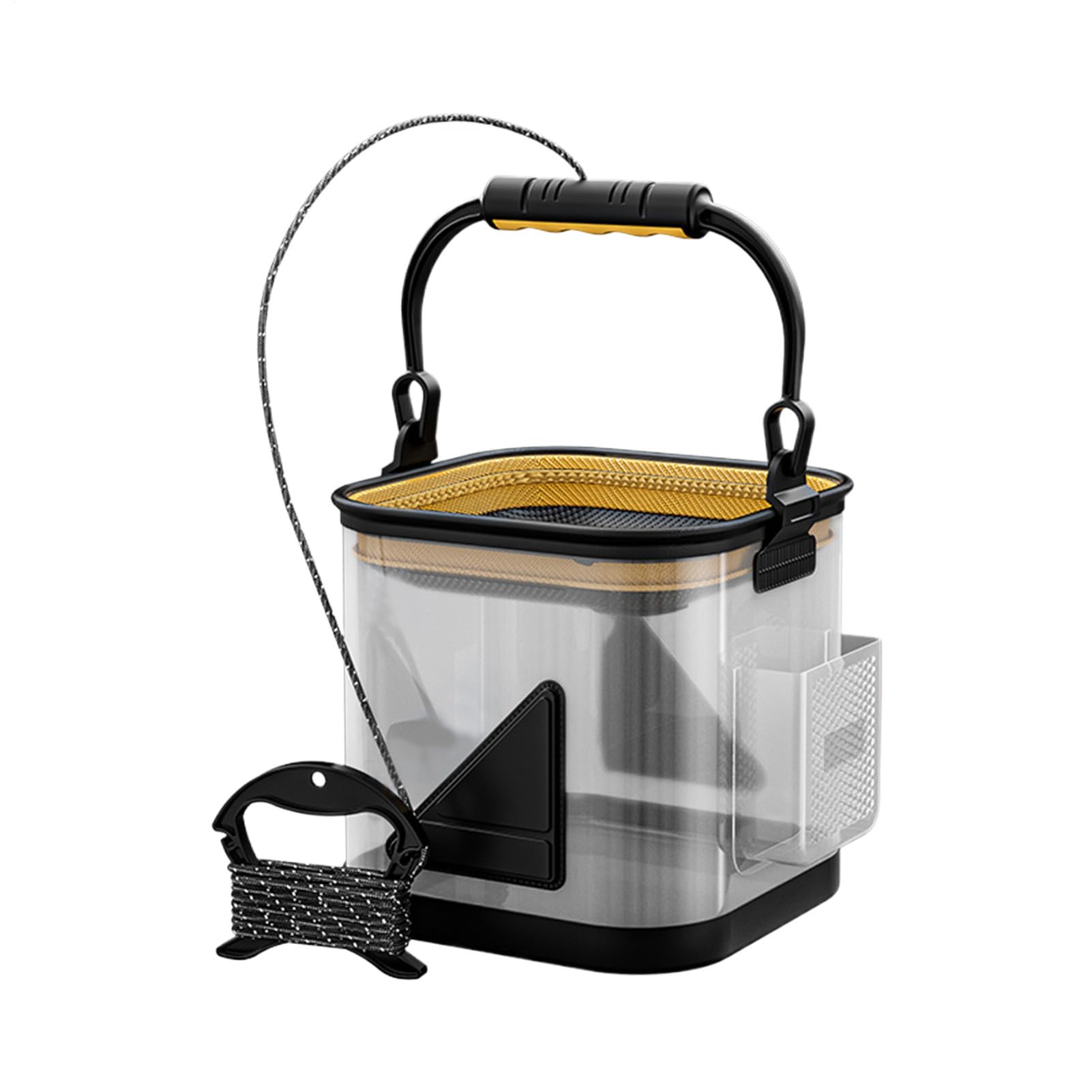 Seau À Vifs | Seau de Pêche Transparent - Panier à Poisson Pliable en EVA, Accessoires de Pêche Portables pour Camping, Randonnée, Lacs, Rivières et Eau Salée