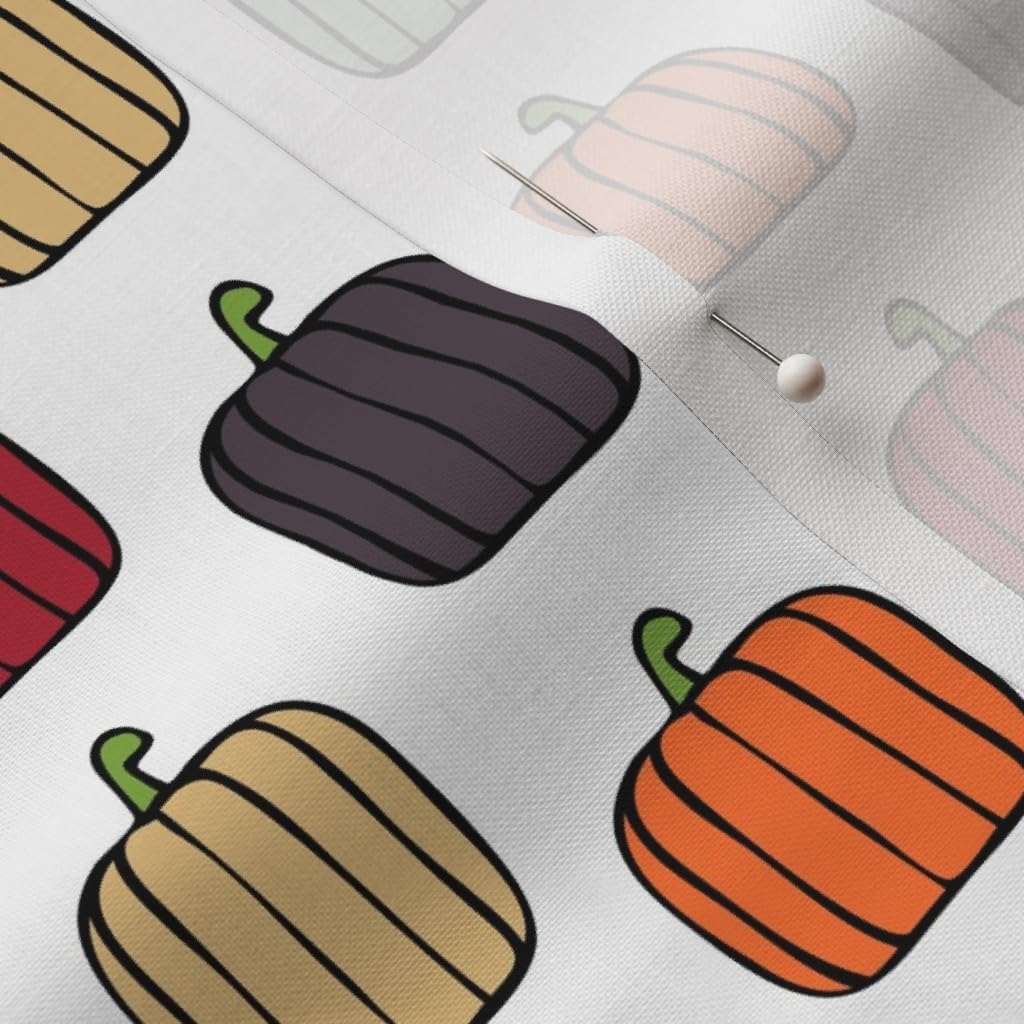 Spoonflower Fabric - Multi Pumpkins Fall Colors Thanksgiving Turkey Pumpkin Winter Orange Printed on Petal Signature Cotton Fabric by The Yard - Sewing Quilting Apparel Crafts Decor