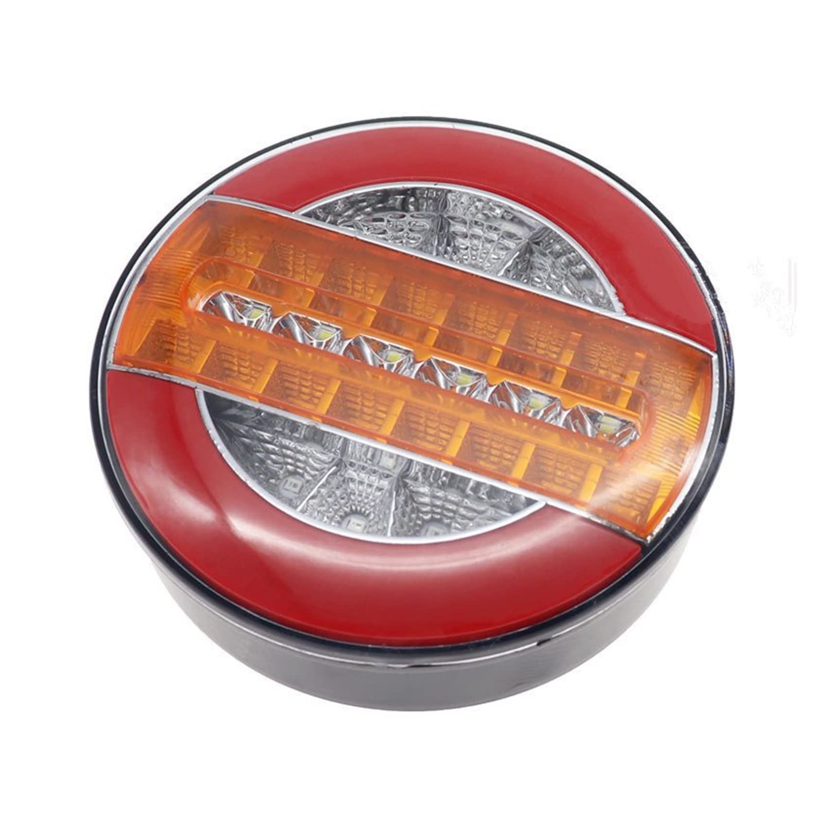 Luz Trasera Luz Trasera Redonda 2 Uds. 12V 24V para Remolques Camiones Señal Giro Dinámica Secuencial Freno Lámpara Marcha Atrás Luz Trasera para Tractor Furgoneta Luces Traseras