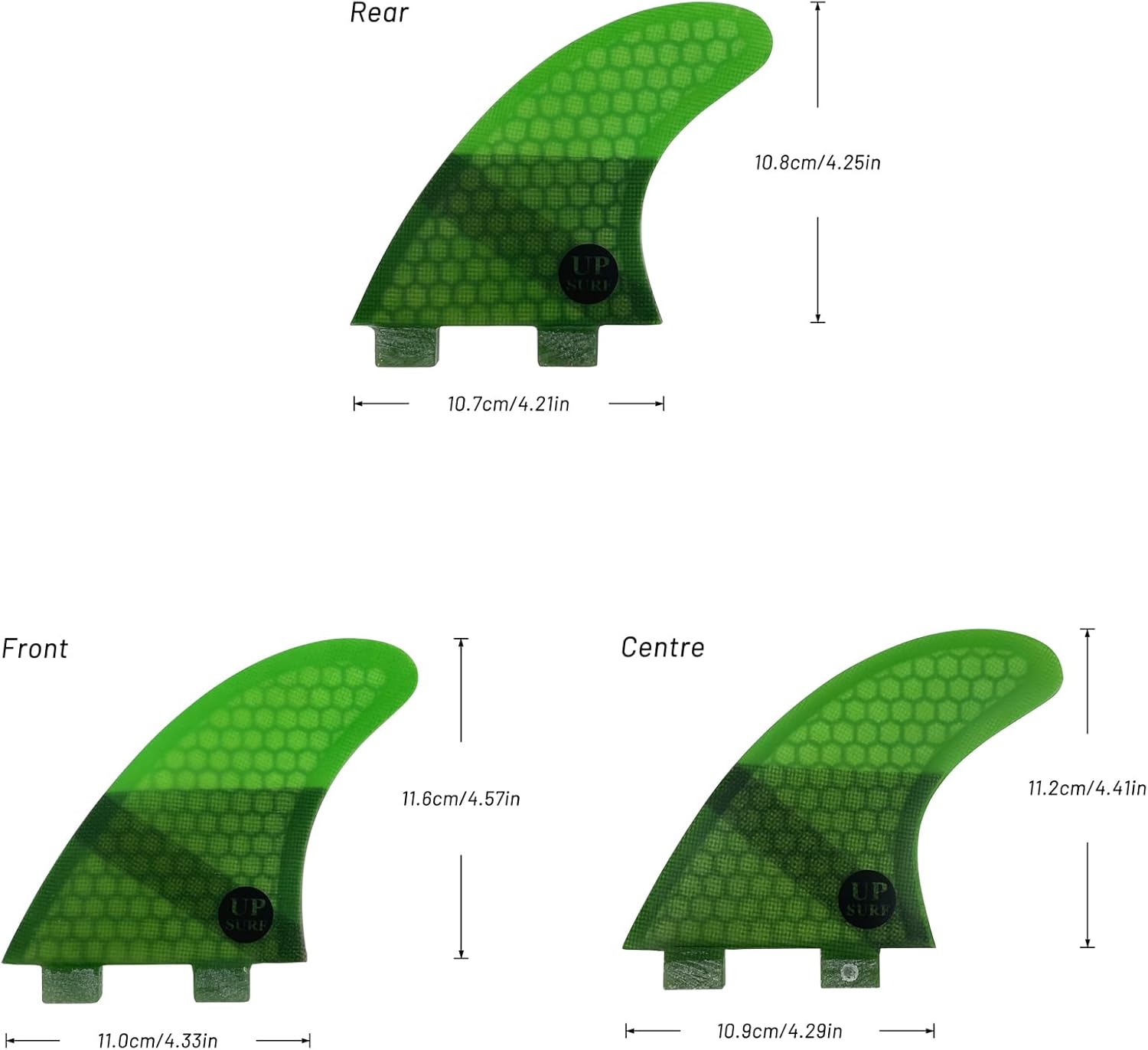 UPSURF Double Tabs Fins Surfboard Fins K2.1 Honeycomb+Fiberglass Surfboard Fins Thruster (5 Fins)