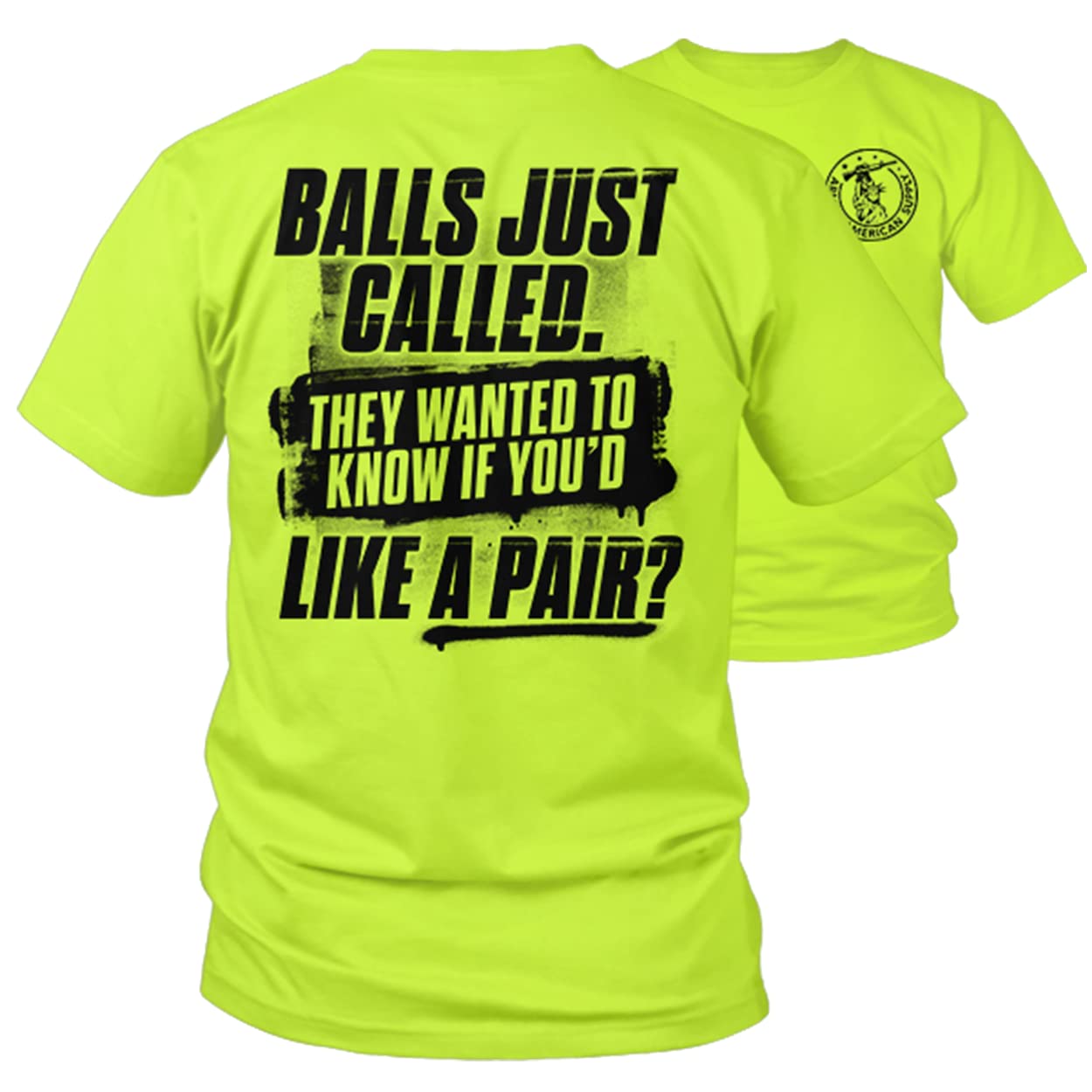 Balls Called - Hi Vis Safety Yellow Funny Construction Work Shirt, Hi Vis Safety Yellow, Small