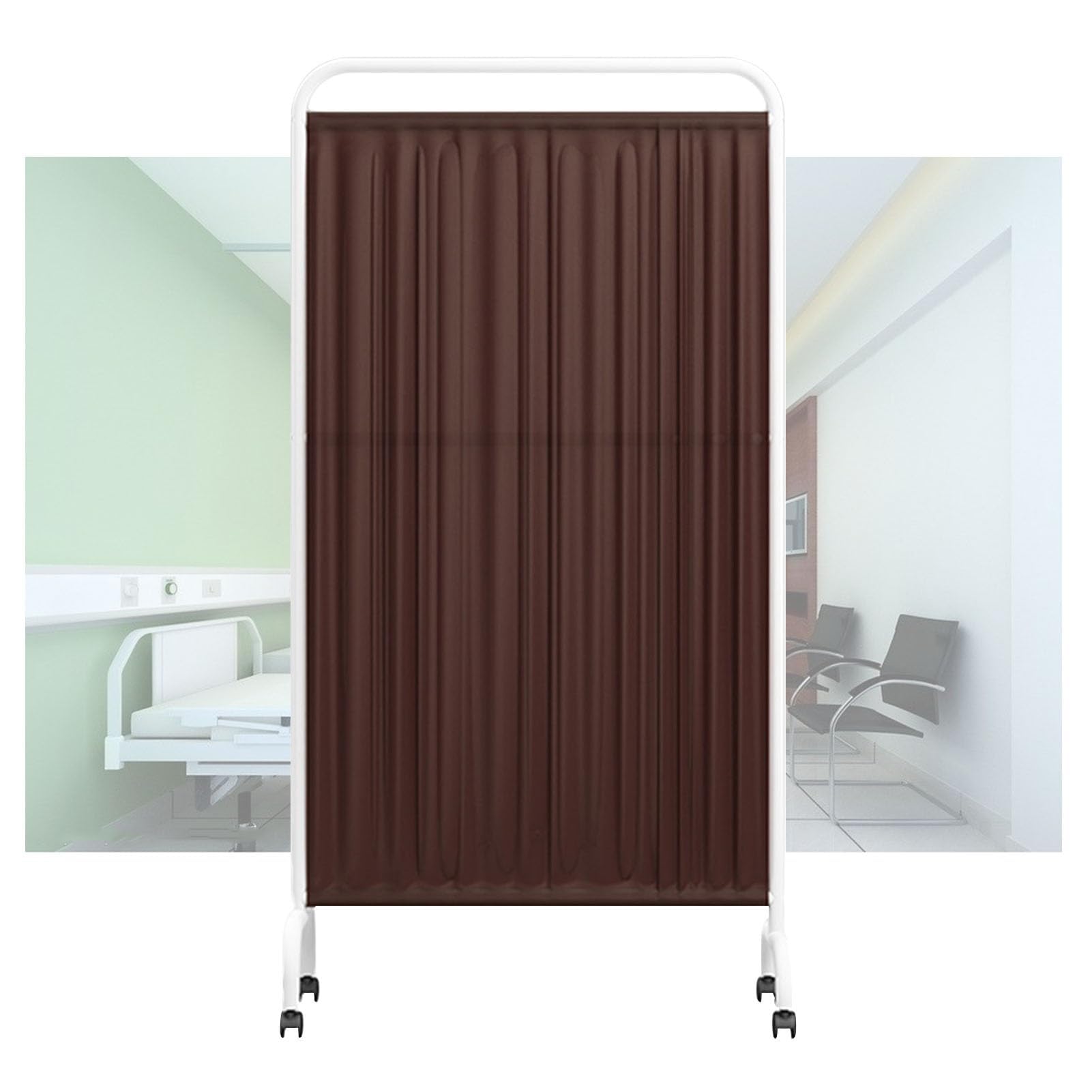 Schermo divisorio Medico Portatile - Schermo divisorio Medico Portatile con 1-5 Pannelli, divisorio per Ambienti Alto 1,8 m con Ruote per Clinica/Ufficio/Salone di Bellezza (Marrone, 4 Panne