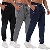 Bsrpolry Mens Athletic Sweatpants with Zip Pockets Tracksuit Bottoms for Men Running Jogging Bottoms 3 Pack