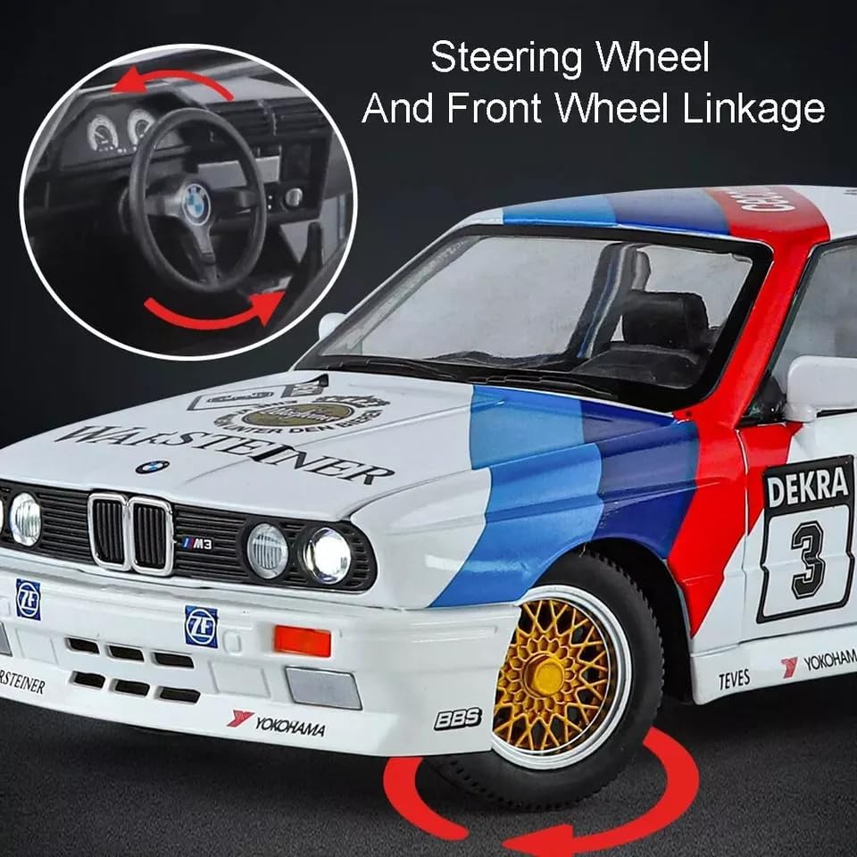 Image of FEXXA😍 1:24 Scale B M W M3 Die-Cast Metal Toy Model Car for Kids - Pull Back Mechanism, Birthday Gift for 3+ Year Old Boys (White-Modified)
