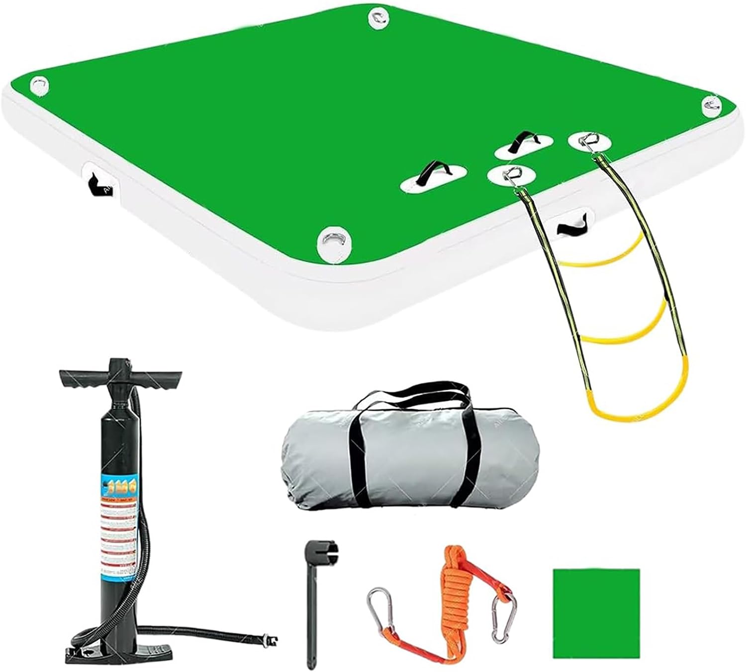Inflatable Floating Dock with Removable Ladder and Air Pump Non-Slip Platform for Swimming and Water Activities