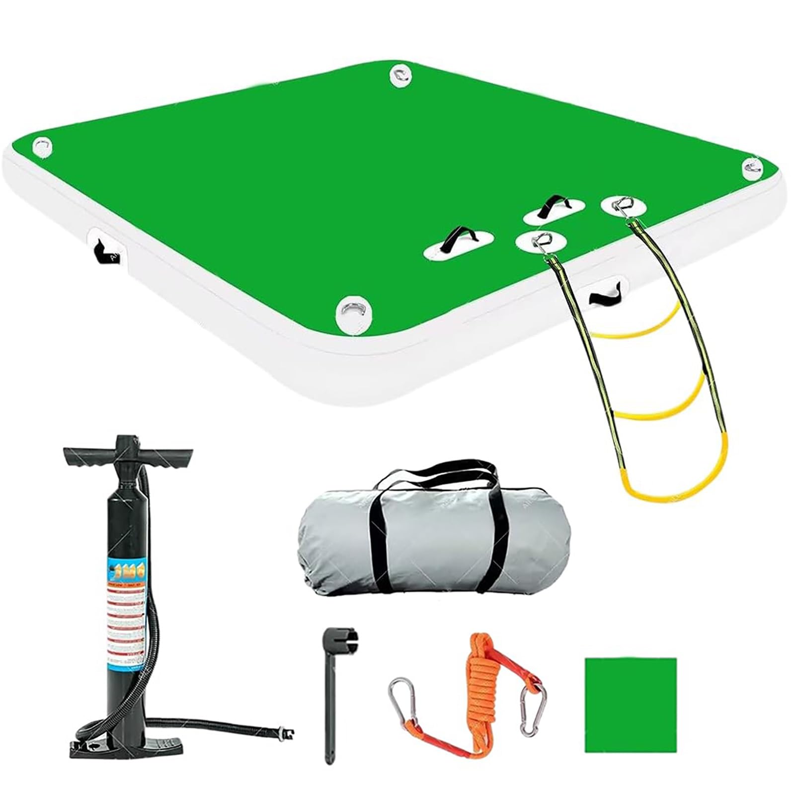 Dock flottant gonflable avec plateforme antidérapante robuste, échelle amovible et pompe à air pour la natation et les activités aquatiques