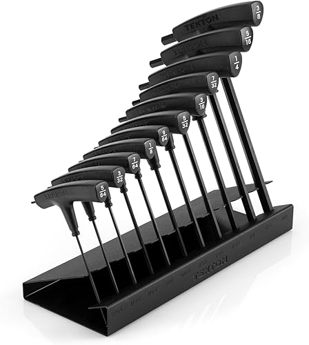 TEKTON Juego de llaves hexagonales con mango en T con soporte, 11 piezas (564-38 pulgadas)  KTX92101