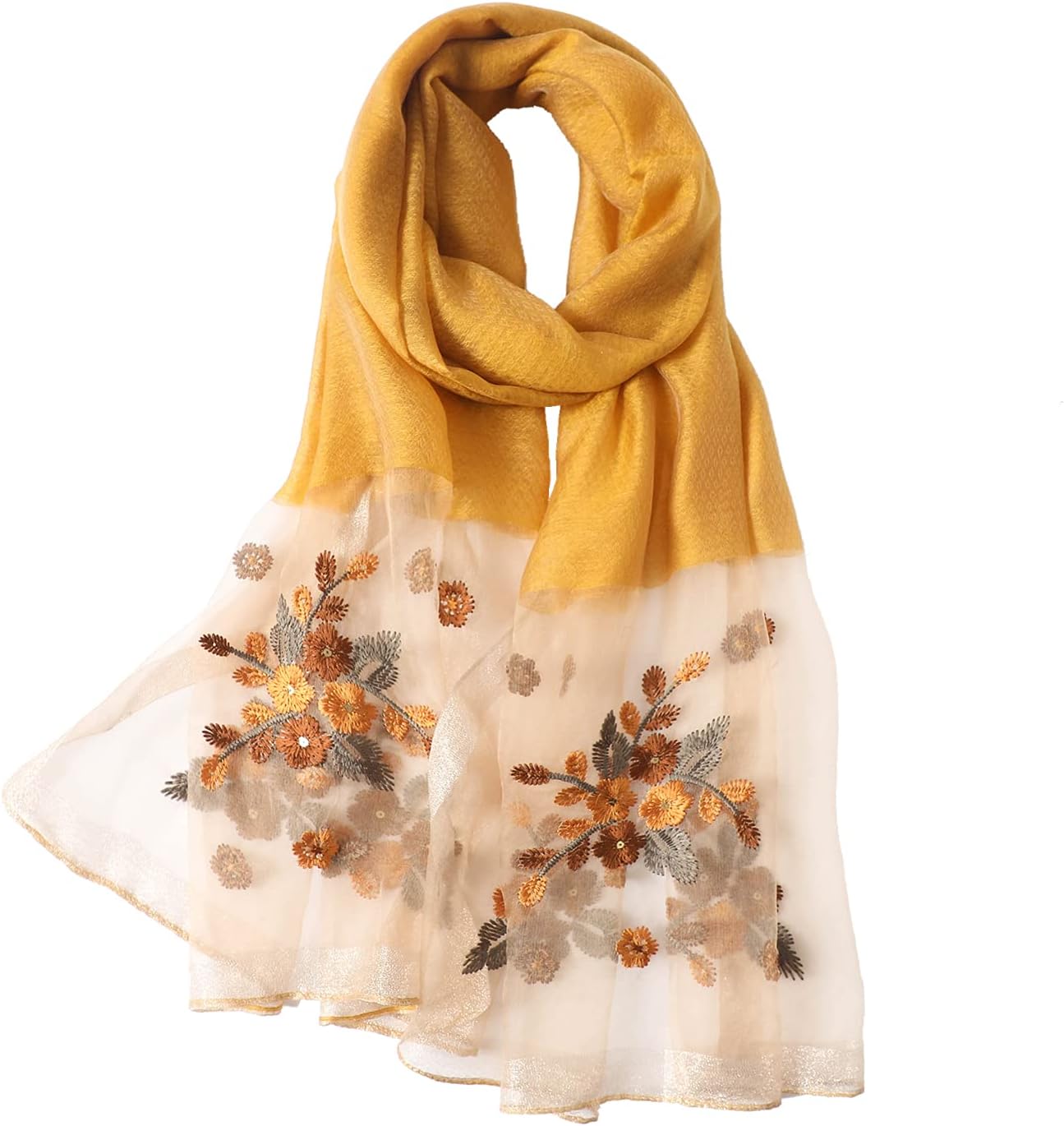 WINCESS.YU Silk Scarf for Women Lightweight Shawls and Wraps for Weddings Fashion Pashmina Shawl Embroidered Scarves