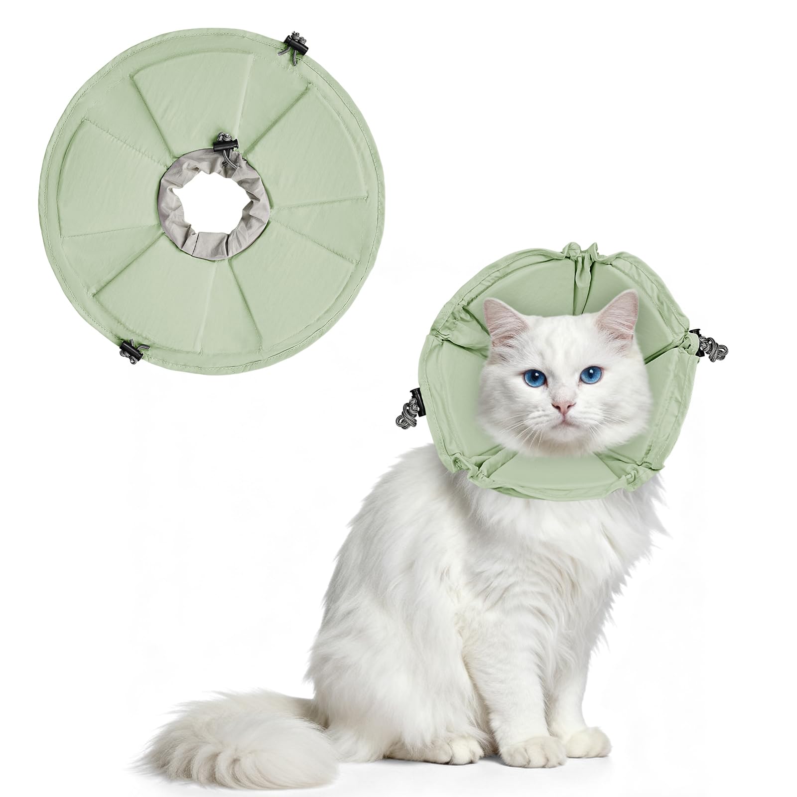 Supet Weiche Halskrause Katze-Verstellbare Elisabethanhalskrause für postoperative Erholung: Verhindert Lutschen bei Welpen, Kätzchen und Erwachsenen Katzen (Grüne Blume, L)