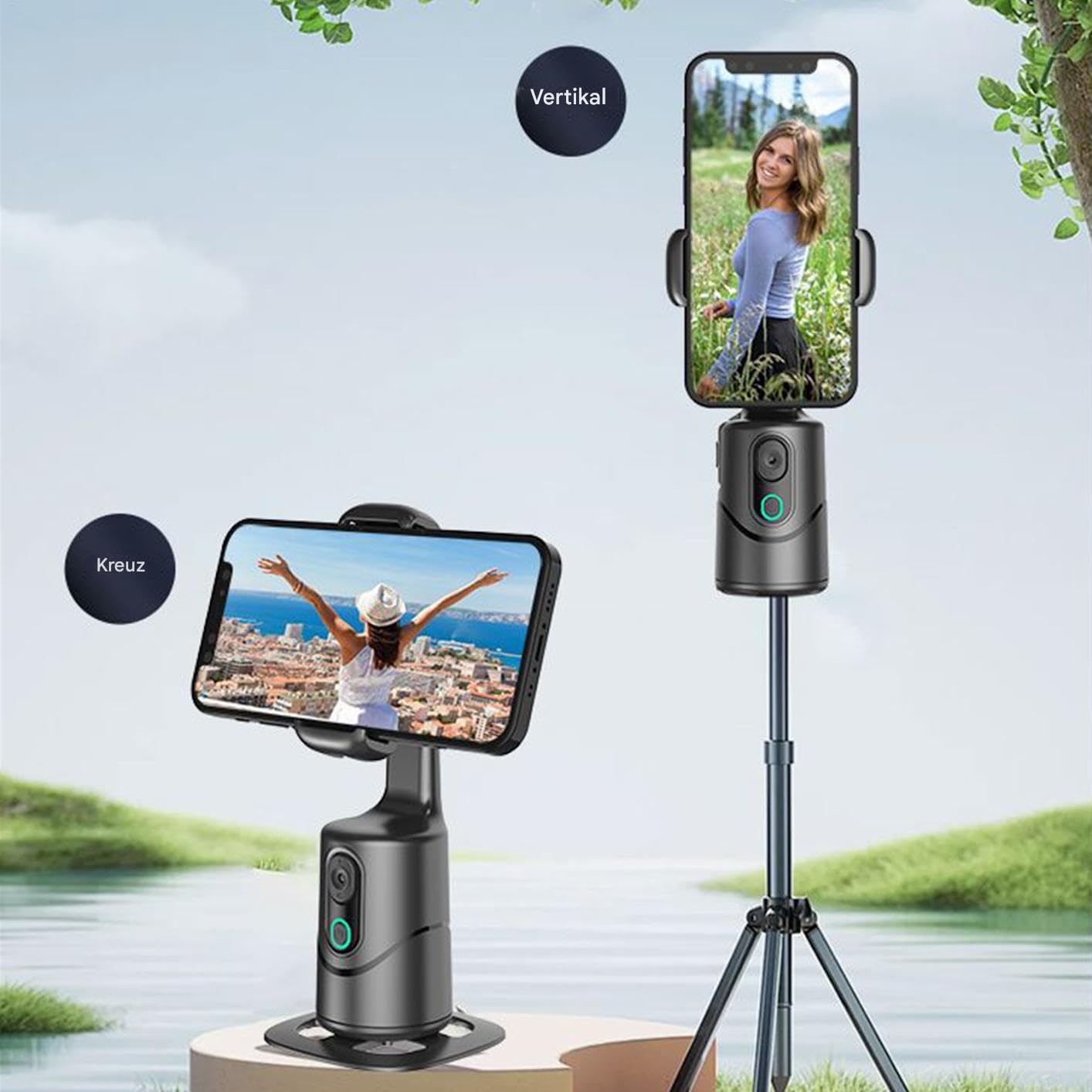 Stabilizzatore per smartphone con tracciamento intelligente, rotazione a 360°, stabilizzatore selfie per cellulare, riconoscimento facciale a 3 assi, per viaggi, utenti social media, jogging
