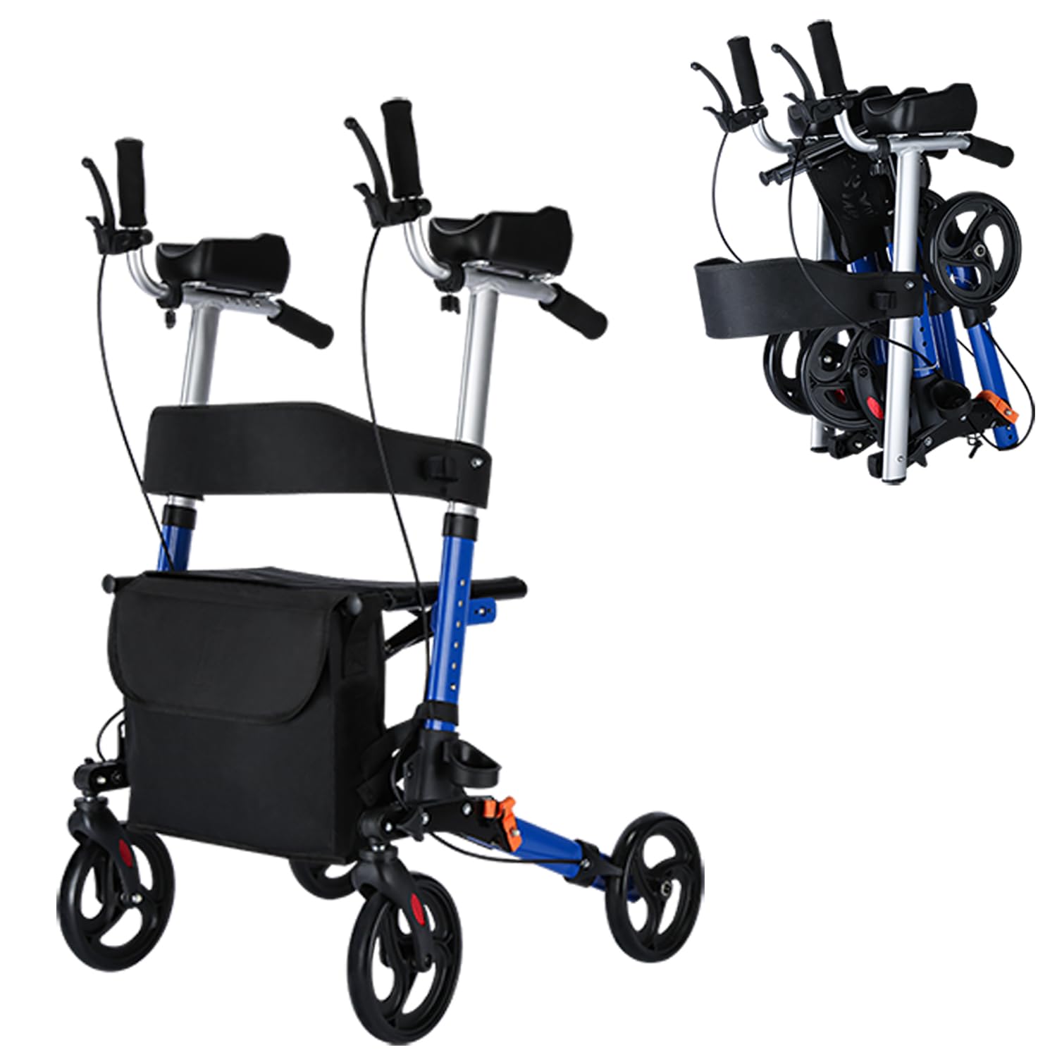 R2 Andador ligero y plegable de aluminio con apoyo ajustable para antebrazos, soporta hasta 150KG, un auxiliar ideal para personas mayores