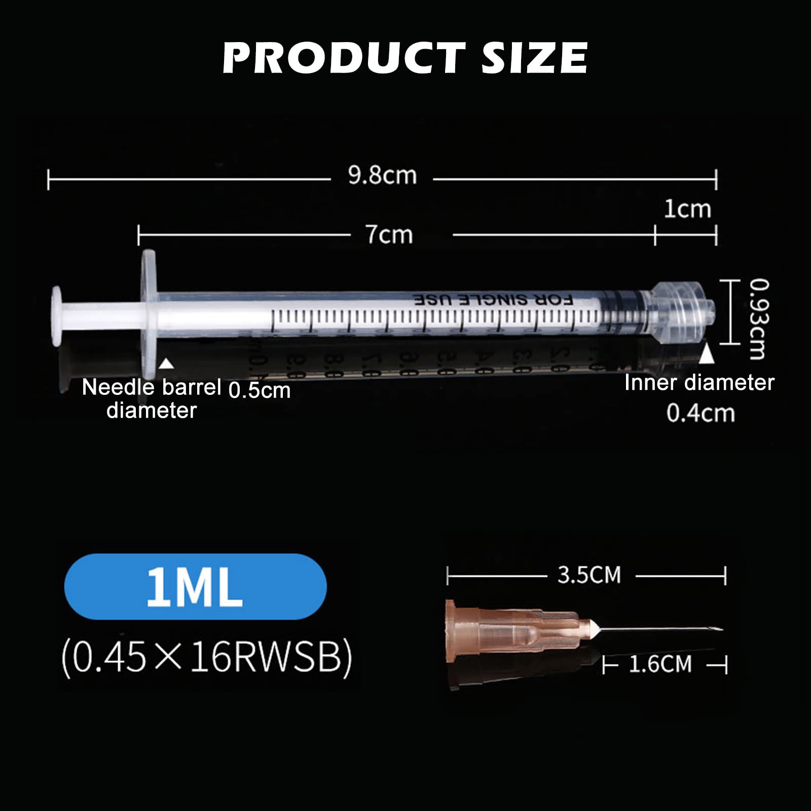 50 Stück Spritze 1 ml, Vegena 1 ml Spritzen Set Plastiktube spritzen Einwegspritzen Klein Dosierspritze Liquid Spritze Unabhängige Siegel Verpackung Einmalspritzen