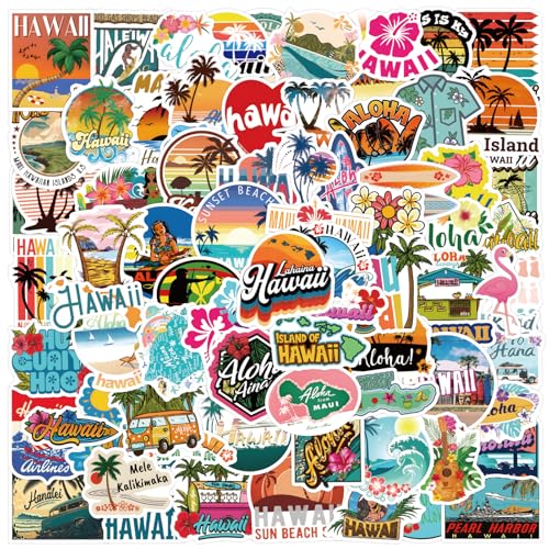 110PCS Hawaiian Stickers Waterproof Vinyl Beach Stickers for Water Bottles