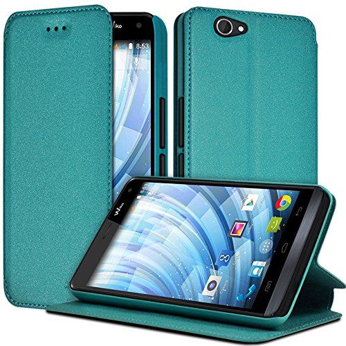 KARYLAX Seluxion - Housse Coque Etui à Rabat latéral Fonction Support Couleur Turquoise pour Wiko Getaway + Film de Protection …