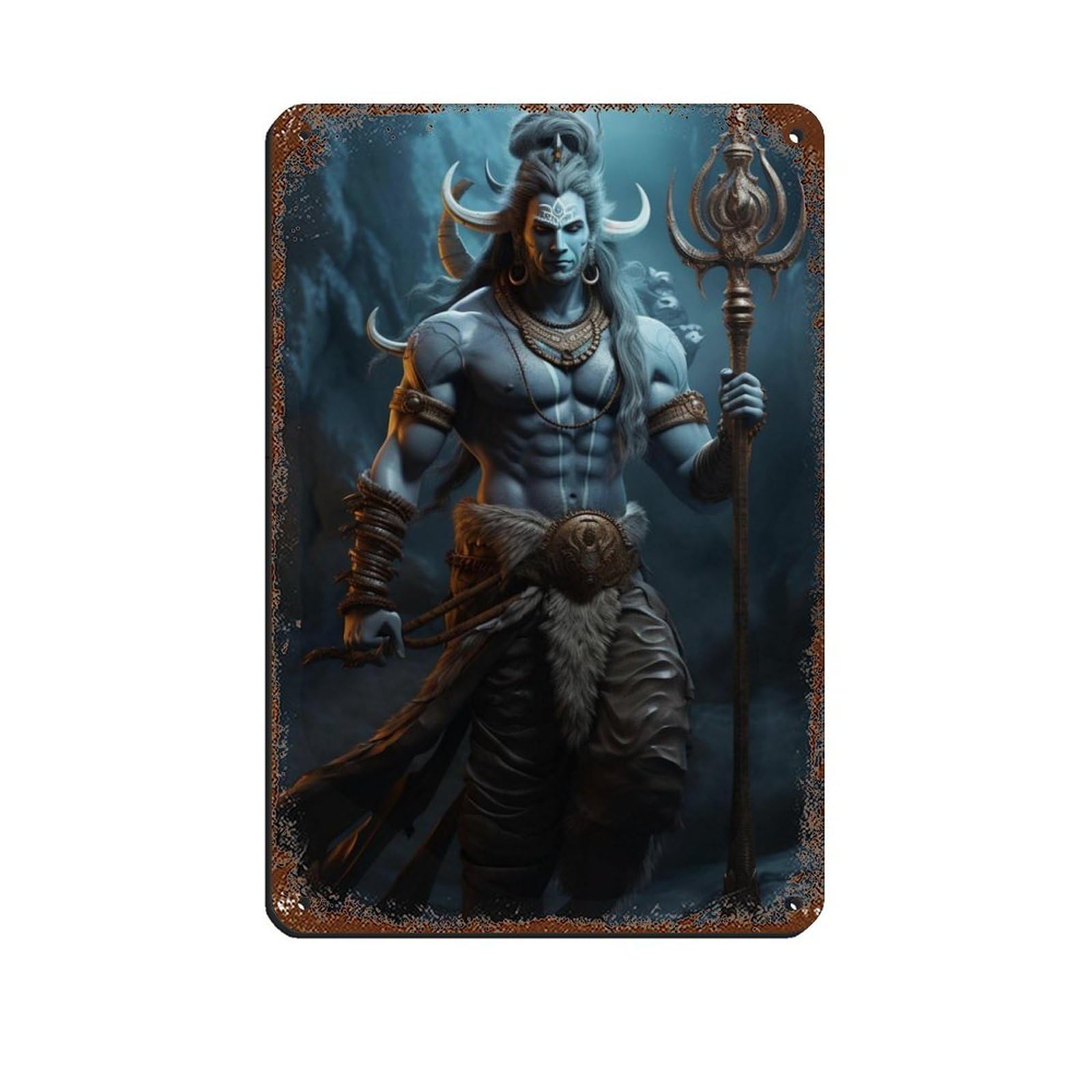 Hindu God Shiva Art Tin Sign Vintage Metal Pub Club Cafe Bar Home Wall Art Decoration Poster Retro 8x12inch(20x30cm)