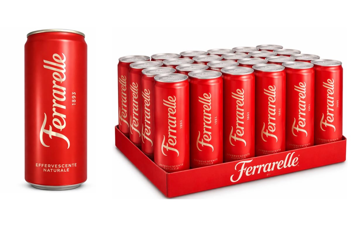 CG94 Ferrarelle Acqua Effervescente Naturale in Lattina, Box da 24 Lattine, Confezione Global Dream