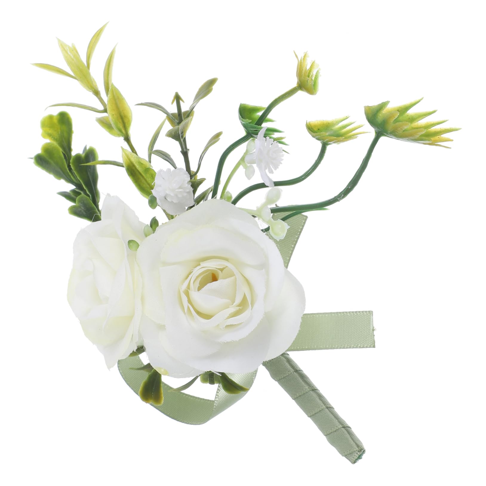 jojofuny Ramillete De Padrinos De Boda Fiesta De Baile Pulsera De Flores Ramillete Boutonniere De Novia Boutonniere De Bolsillo Para Hombres Ramillete Decoración Blanca Ramilletes