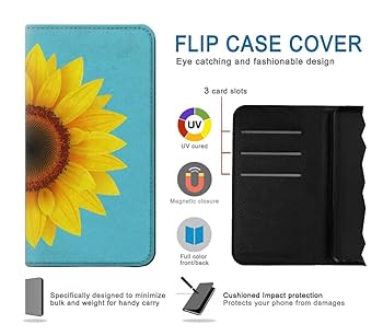 Amazon.com: RW3039 Vintage Sunflower Blue PU Leather Flip