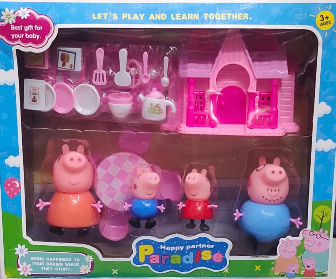 Shivaaro Pig Toys Family Set of 4 with Pig House Set I 1 car 1 Dining Table, Multicolor (Pig Kitchen Toy) (B0BBV71858) Amazon Price History, Amazon Price Tracker