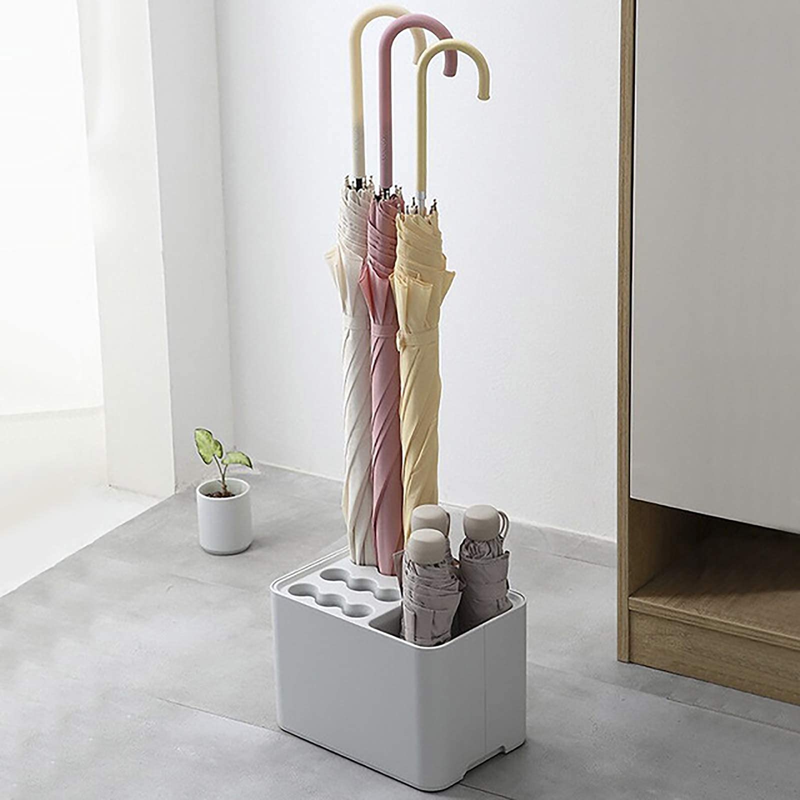 Schirmständer, Rechteckiger Moderner Schirmhalter Aus Kunststoff Mit Abtropfschale Schirmständer Für Loshort-Schirme Foyer Innenbereich/Weiß/a (Grau a)