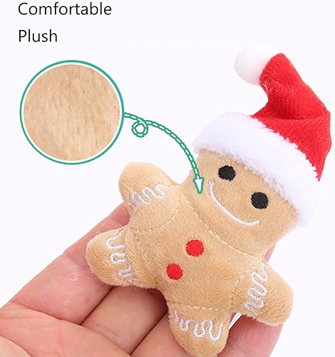 Miniatura 5 de Paquete de 4 juguetes de hierba gatera interactiva, disfraz de peluche de Navidad de hombre de jengibre para gatos