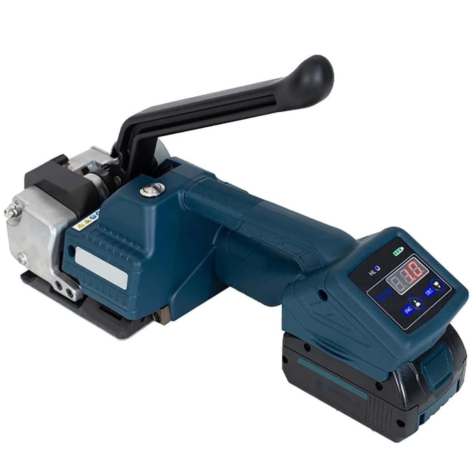 Outil de cerclage Semi-Automatique Portable, Sangles PP/Pet pour Le Carton, Levier Manuel 3500N, Largeur 13-16mm, Comprend 1 Batterie, Durable et Efficace