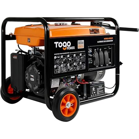 Amazon Com Togopower Portable Gas Generator With Electric Start Carb Compliant 8000 Peak Watts 6500 Watt Generator Backup Home Use Rv Ready Camping Generator With Rain Cover Garden Outdoor