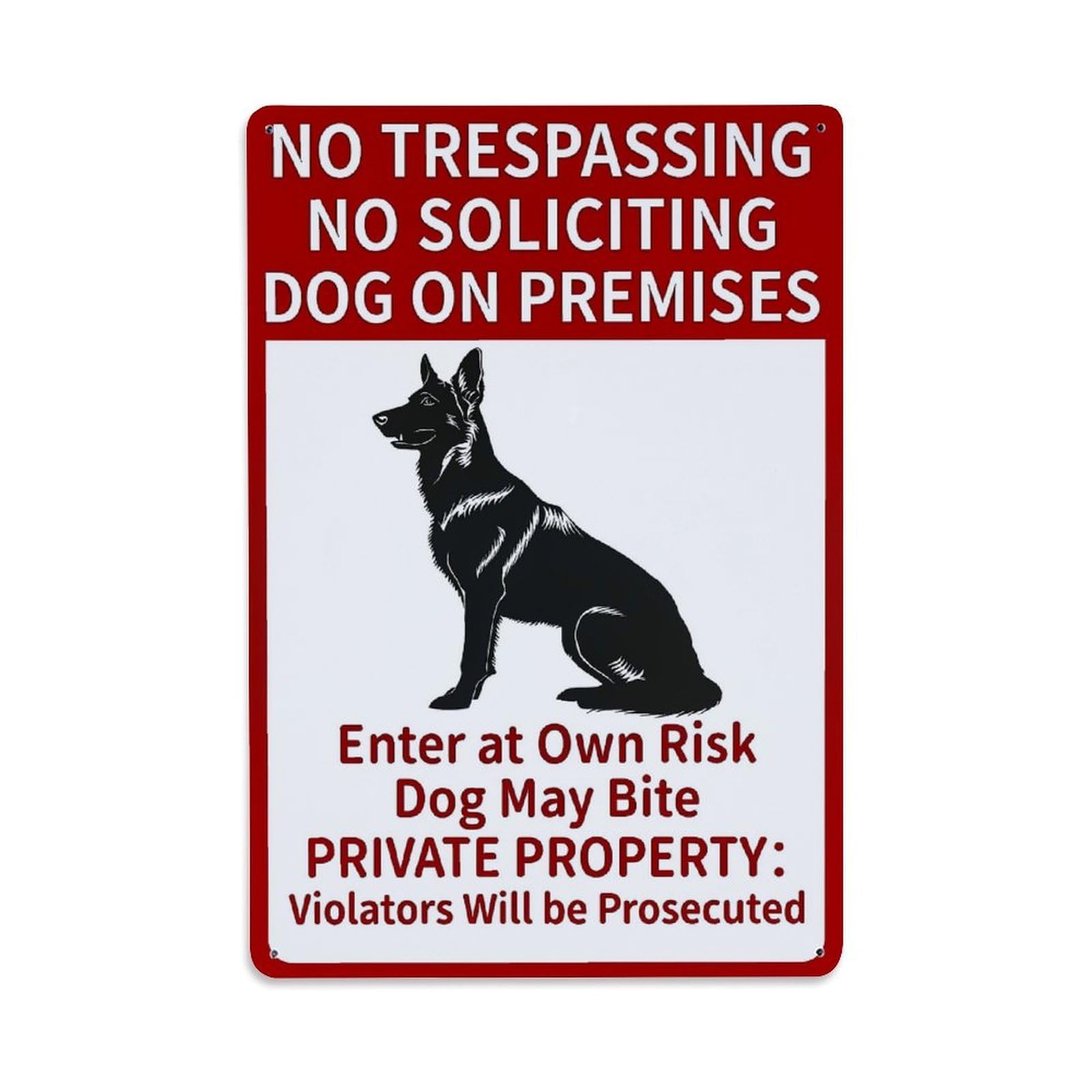 No Trespassing Dog Warning Sign Retro Metal Tin Sign, Vintage Decor Art Poster for Bar, Home, Man Cave, Kitchen, Laundry Room Gift 8x12Inch