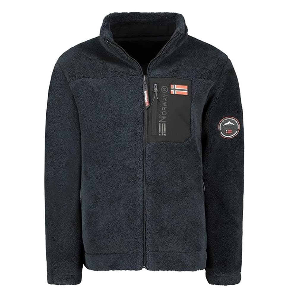 Geographical Norway Men's Navy Fleece Jacket Ureversible, Marine, XL