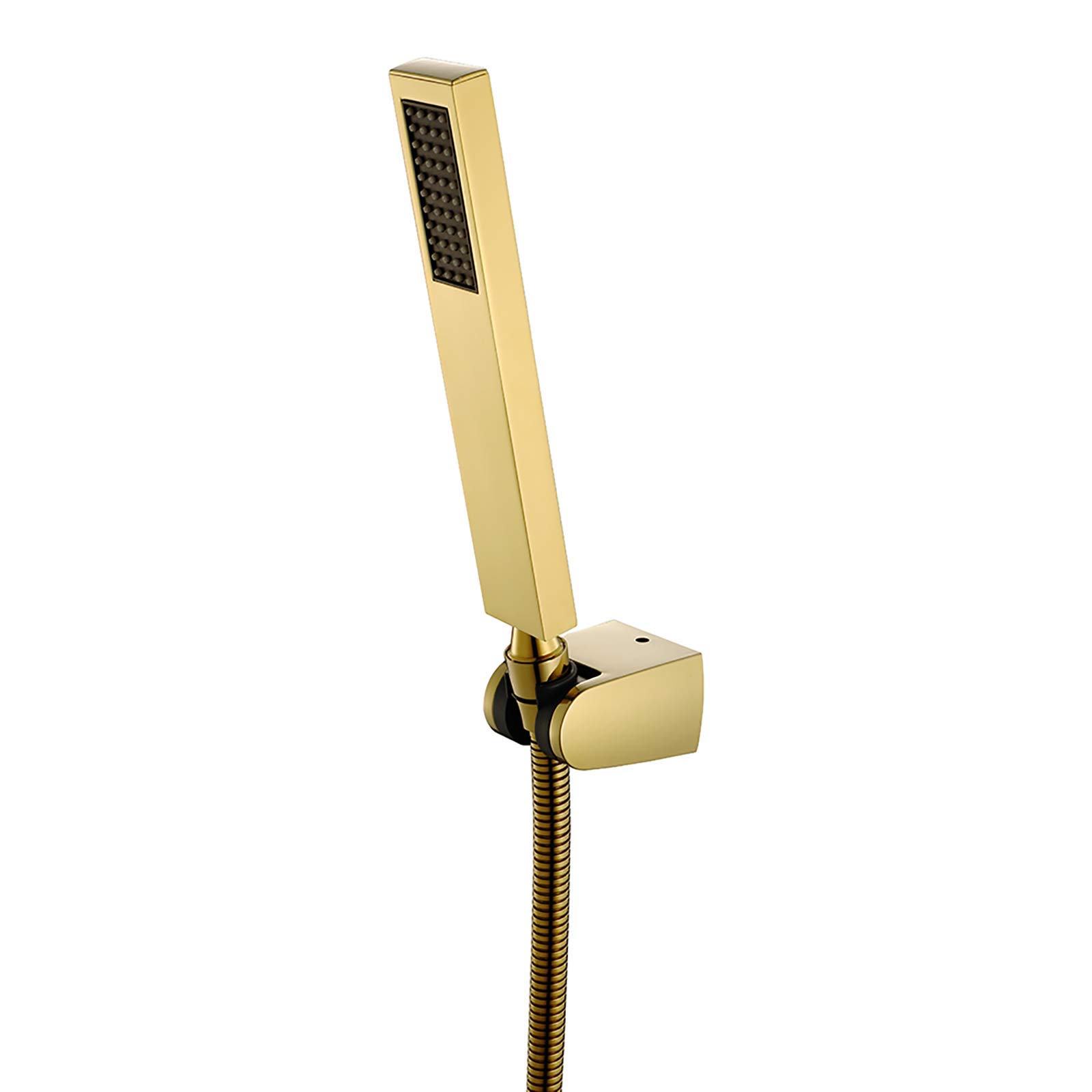 Titanio Oro Soffione Doccia Ottone Doccino per Doccia Universale Soffione per Doccia Alta Pressione Doccetta per Doccia Risparmio Idrico Telefoni Doccia con ABS Supporto e 1.5M Tubo,Square