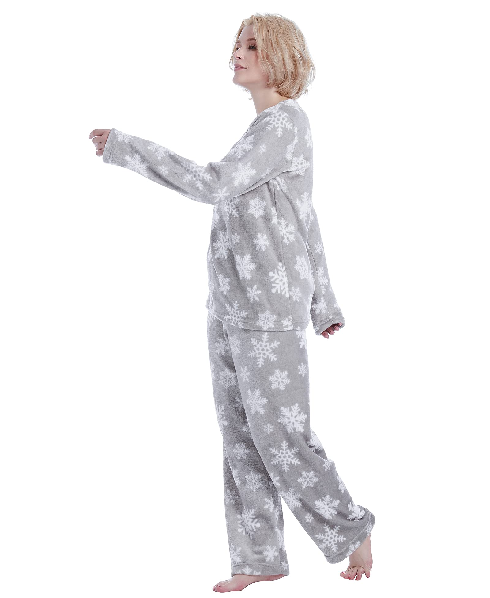Women's Fleece Pajama Sets 2 Piece Flannel PJS Sets For Women Ultra-Soft Printed Sleepwear