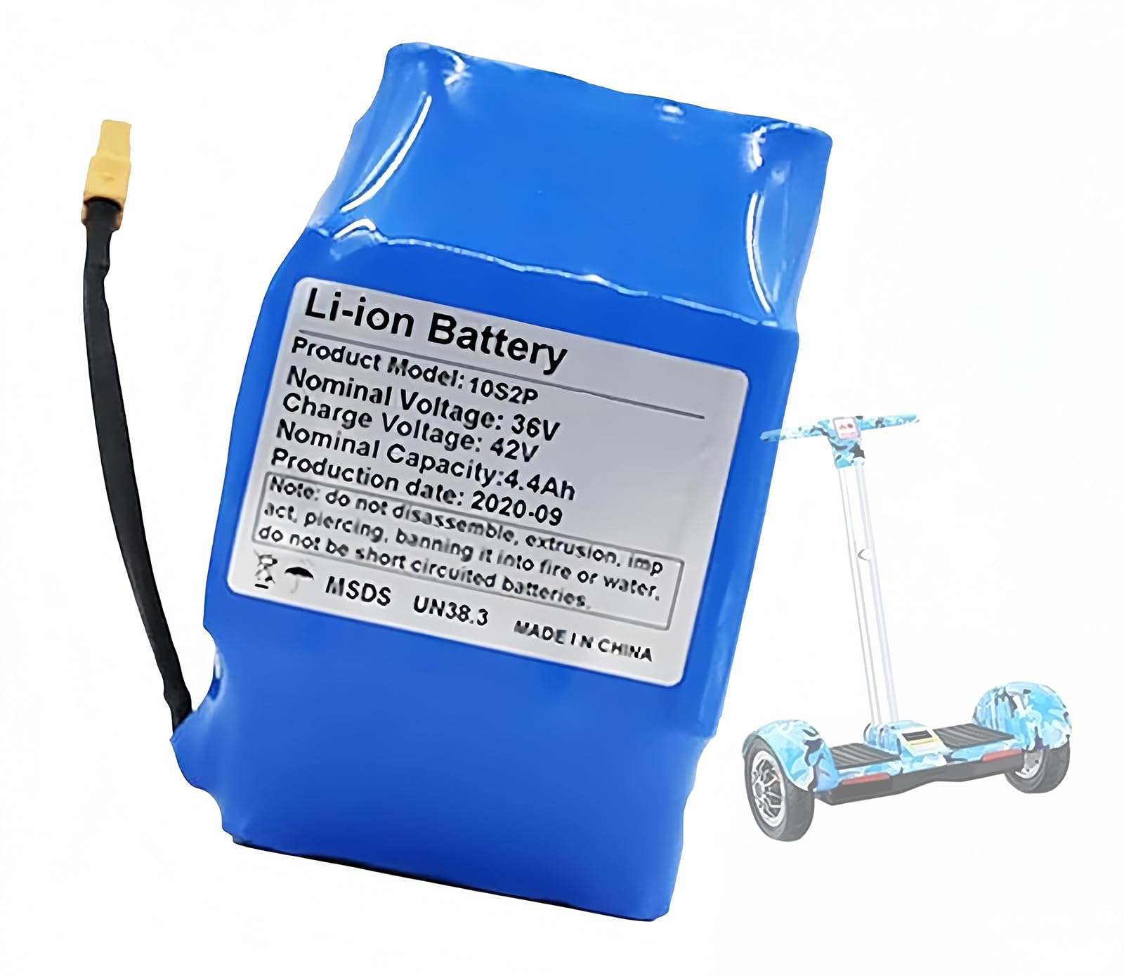 Batterie 36V 4,4Ah pour Hoverboard Et Monocycle Électrique, avec Prise Intégrée. pour Hoverboard Et Scooter Électrique. (36V, 4,4Ah)