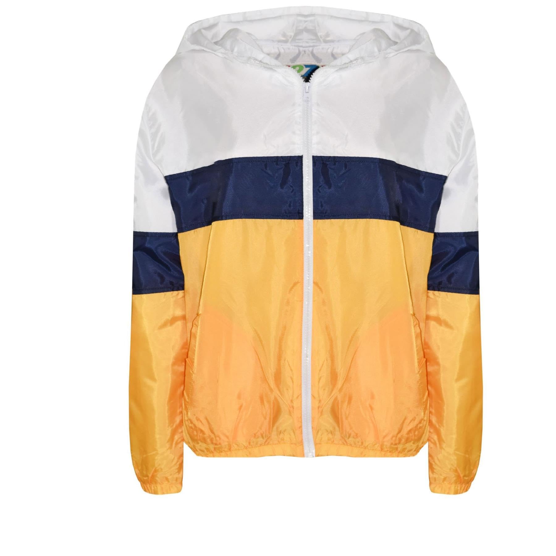 A2Z 4 Kids Windbreaker Waterproof Raincoat Jackets Contrast Colour - Windbreaker 587 Mustard 7-8