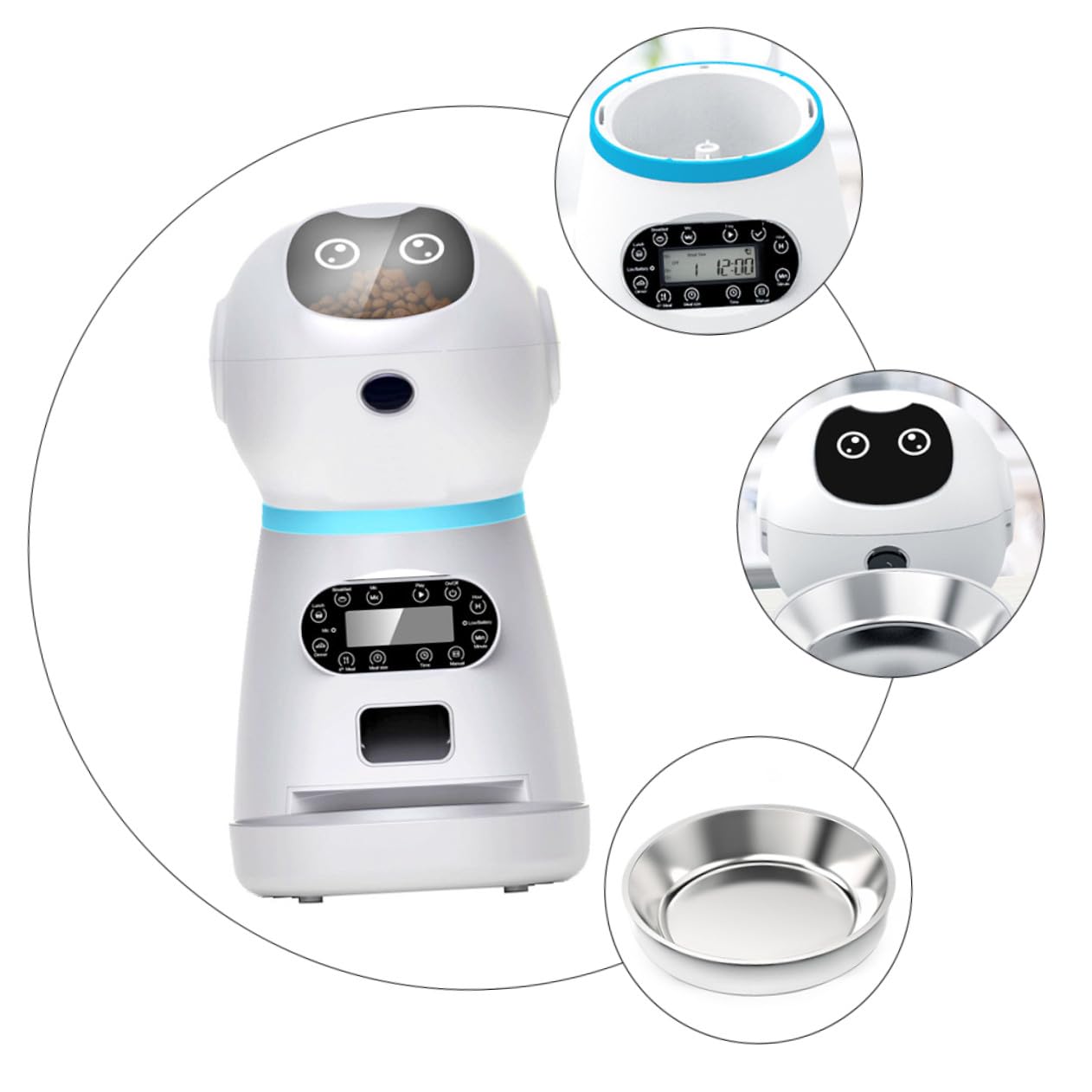 TOYANDONA Alimentador Automático Material ABS y Acero Inoxidable para Mascotas con Temporizador Digital Programable Capacidad 3.5l Adecuado para Uso Doméstico Personal