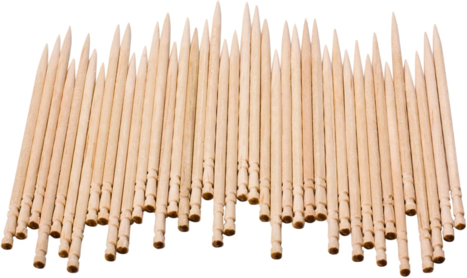 Wooden Toothpicks, Natural Tooth Picks Disposable Large Round Teeth Cleaning for Appetizers, Olive, Barbecue, Fruit, Party Cocktails (6.5cm,Double-Points-500pcs) (Single-points-500pcs,6.5cm)