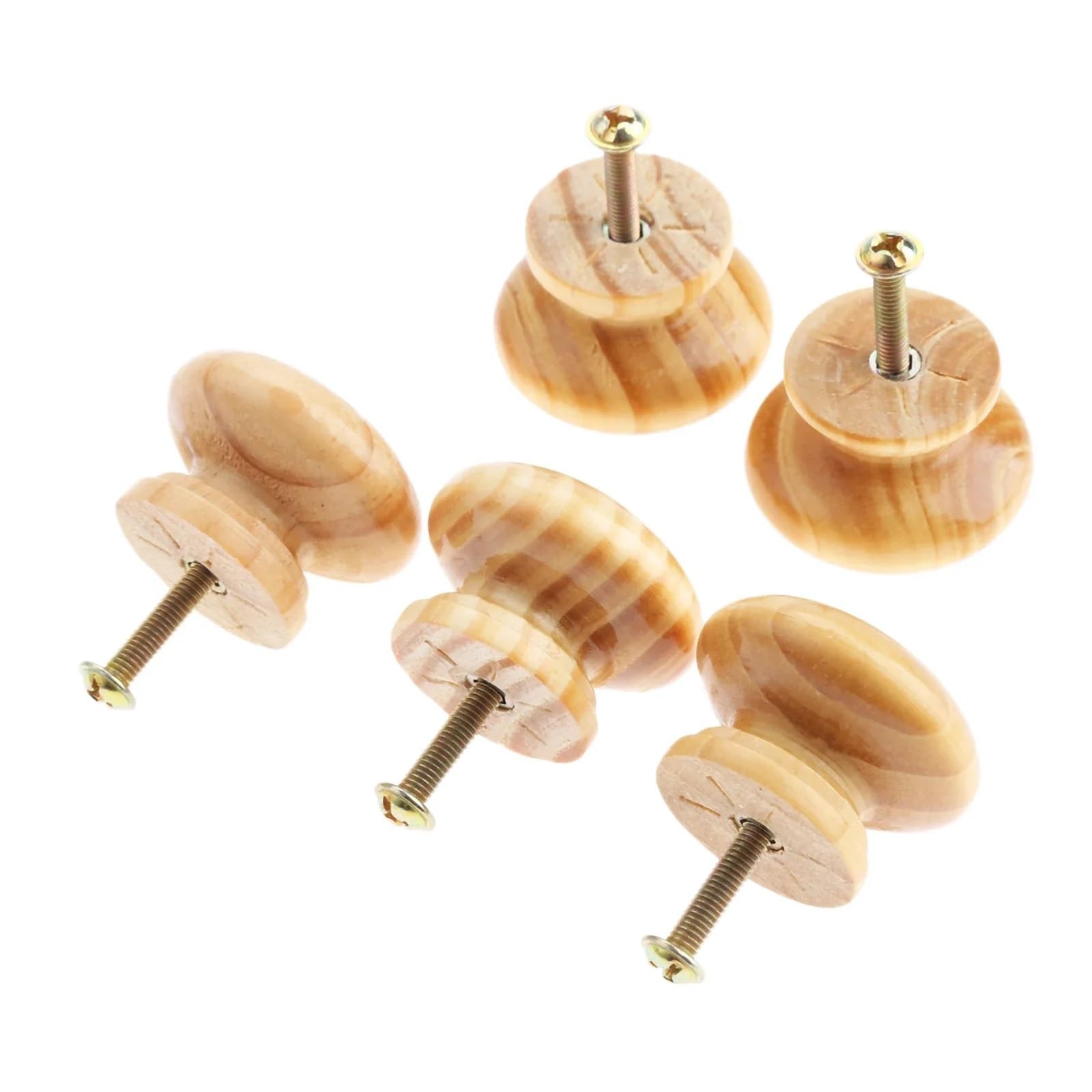 bogniga Handle Knob 40Pcs White Round Mushroom Wooden Knobs and Handles for Wardrobe Cabinet Drawer Dresser Closet Cupboard Pulls Kitchen Hardware(A)