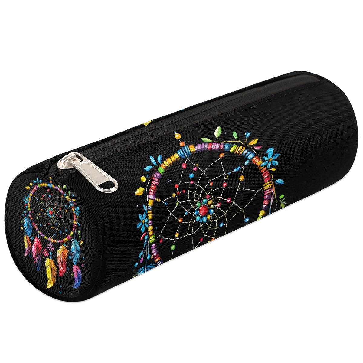 VQUVQV Boys Girls Pencil Case, Colorful Feathers Dreamcatcher Zippered Pen Case for Stationery Toiletries Makeup Office Supplies, Portable Cosmetics Bag — image 1