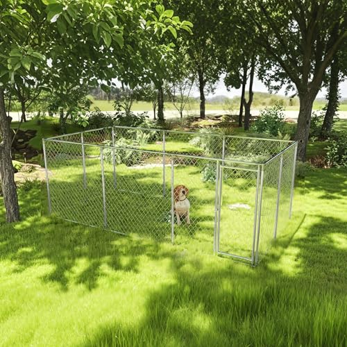 Froadp Hundezwinger Outdoor Hundekäfig mit Abschließbarer Tür 400x200x150cm Hundehütte aus Verzinkter Stahl UV- & Wasserdicht Hundehaus Tierlaufstall für Hunde