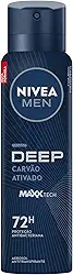 NIVEA MEN Desodorante Antitranspirante Aerossol Masculino Deep Original - Proteção prolongada de 48h, fórmula com carvão ativado, combate impurezas, antibacteriano, perfume prolongado