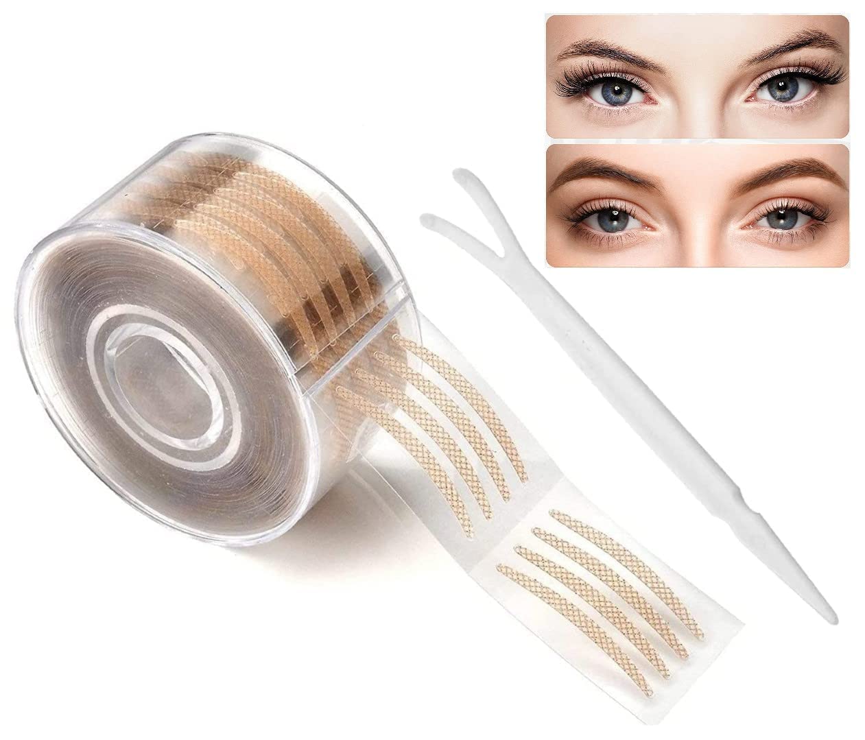 600 Pair Eyelid Tape | Invisible Waterproof Double Eyelid Stickers for Hooded Eyes | Eyelid Tape with Fork Applicator Tool & Roll Case-image-36