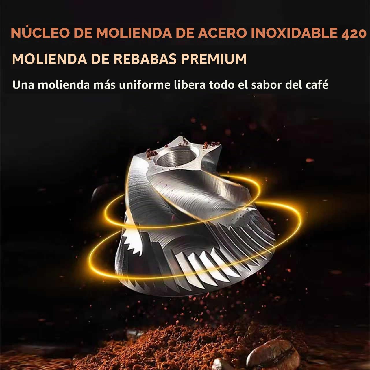 Sigbot Molinillo Cafe Electrico Portatil– 38 Ajustes Molinillo Acero Inox 420 Carga TYPE-C (40 Tazas) para Espresso y Filtro – Fácil Limpiar Ideal para Acampadas Viajes Hogar Oficina