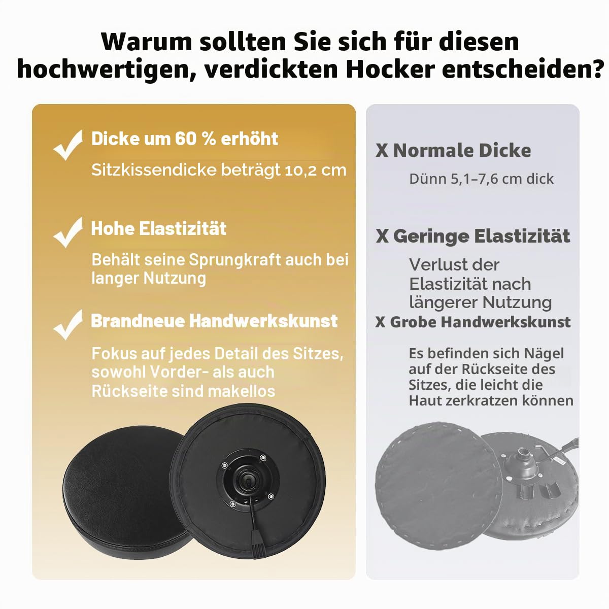 Rollhocker Höhenverstellbar Hocker Mit Rollen Drehhocker Arbeitshocker Bürohocker Sitzhocker (schwarz)