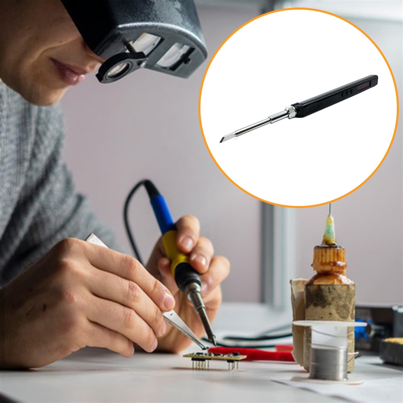Zestaw lutownicy, Zestaw stacji lutowniczej szybkiego nagrzewania, narzędzie spawalnicze PD 65W/DC 72W, wyświetlacz OLED regulacja temperatury typu C do metalu, elektryki, majsterkowania (Color : Sty