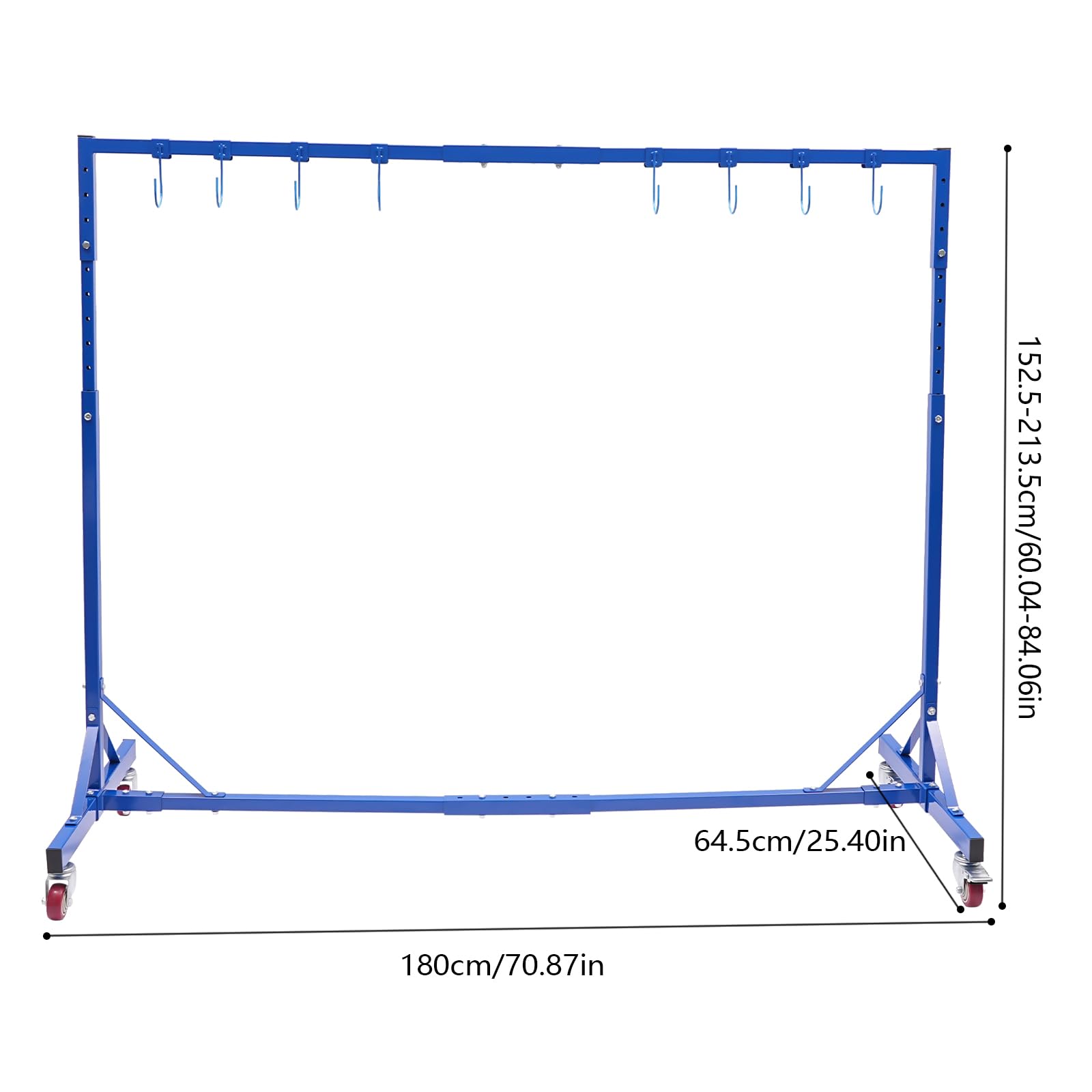 Panel Tree Paint Stand Panel Holder, Adjustable Height 60-84 inch Auto Paint Rack Stand, Doors Painting Rack with Swivel Locking Wheels, Paint Hanger Hooks for Hang Doors Fenders Bumpers, Blue
