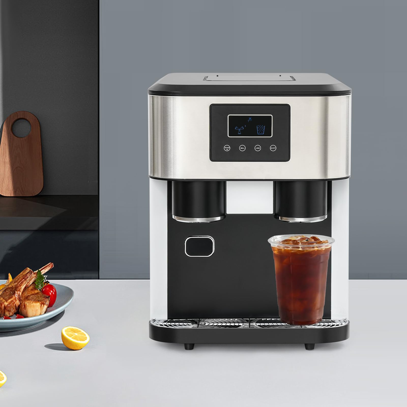 Drei-in-eins-Elektro-Eiszerkleinerer, Multifunktionaler Eisbereiter mit Großem Fassungsvermögen und LCD-Display, Geeignet Haushalte, Cafés, Büros, Bars und kleine Restaurants