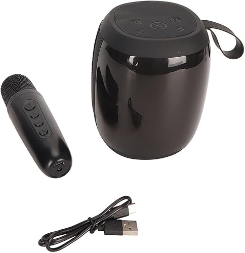 Karaoke Speakers, 5.0 RGB Light Subwoofer Stereo 5 Karaoke Sound Effects Microphone Speaker with Single Microphone for Home for Outdoor (Black)